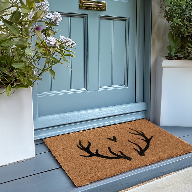 Clayre & Eef Door Mat 60x40 cm Brown PVS Coconut Fiber Antler