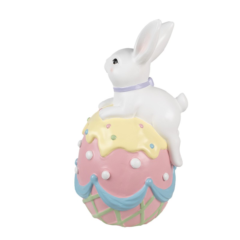 Clayre & Eef Statuetta decorativa Coniglio 32x28x55 cm Bianco Rosa  Materiale ceramico