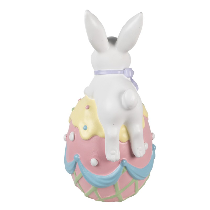 Clayre & Eef Statuetta decorativa Coniglio 32x28x55 cm Bianco Rosa  Materiale ceramico