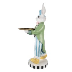Clayre & Eef Dekorationsfigur Kaninchen 47x52x105 cm Weiß Grün Keramikmaterial