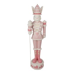 Clayre & Eef Statuetta decorativa Coniglio 29x25x100 cm Bianco Rosa  Plastica