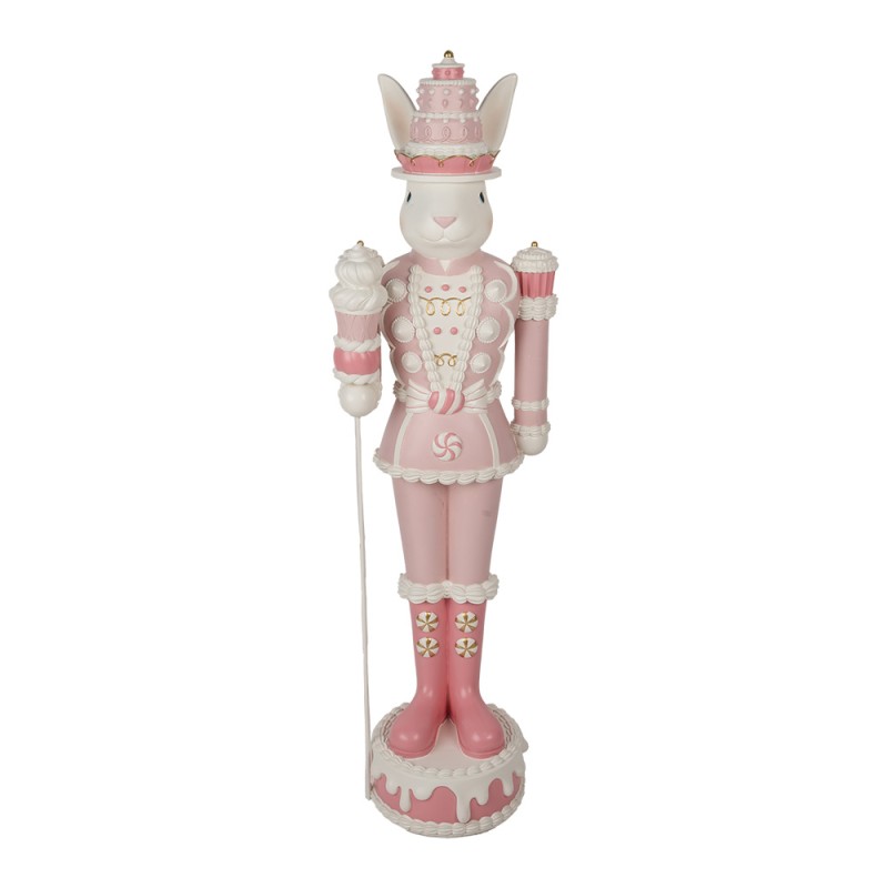 Clayre & Eef Statuetta decorativa Coniglio 29x25x100 cm Bianco Rosa  Plastica