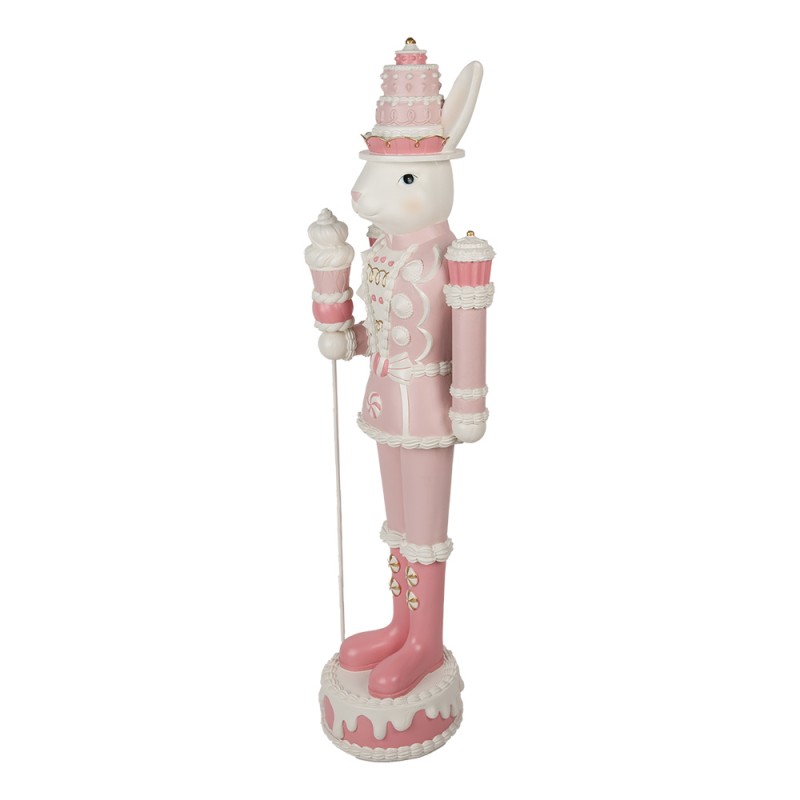 Clayre & Eef Statuetta decorativa Coniglio 29x25x100 cm Bianco Rosa  Plastica
