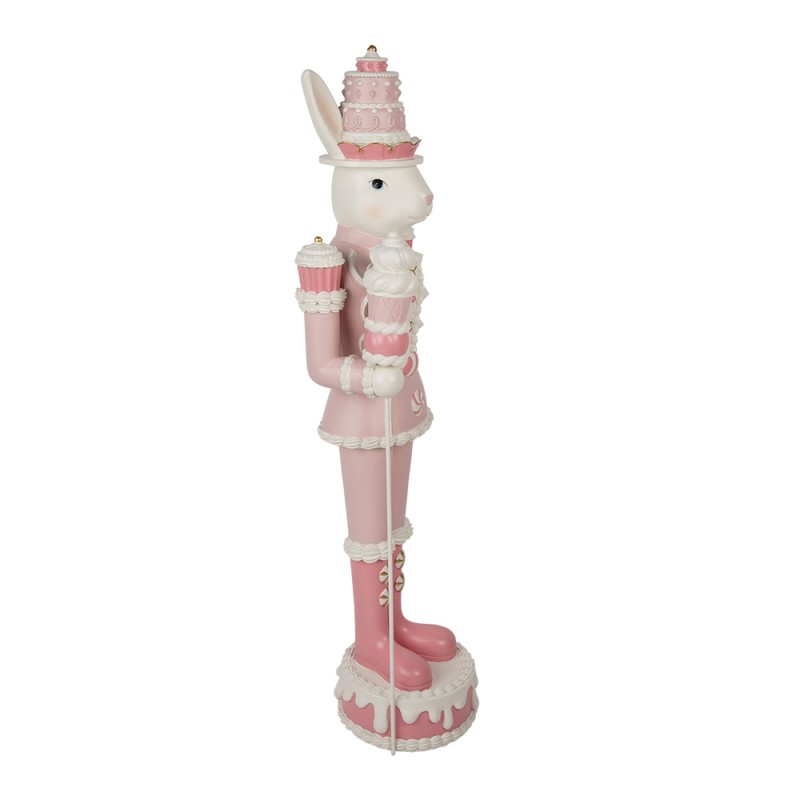 Clayre & Eef Statuetta decorativa Coniglio 29x25x100 cm Bianco Rosa  Plastica