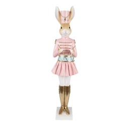 Clayre & Eef Decoratie Beeld Konijn 79 cm Beige Roze Kunststof