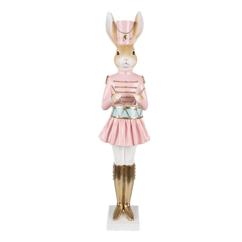 Clayre & Eef Decoratie Beeld Konijn 79 cm Beige Roze Kunststof