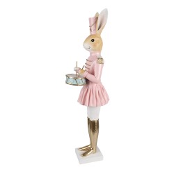 Clayre & Eef Decoratie Beeld Konijn 79 cm Beige Roze Kunststof
