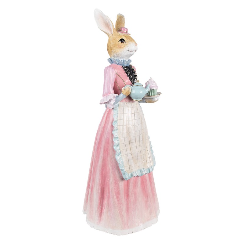 Clayre & Eef Decoratie Beeld Konijn 58 cm Beige Roze Kunststof