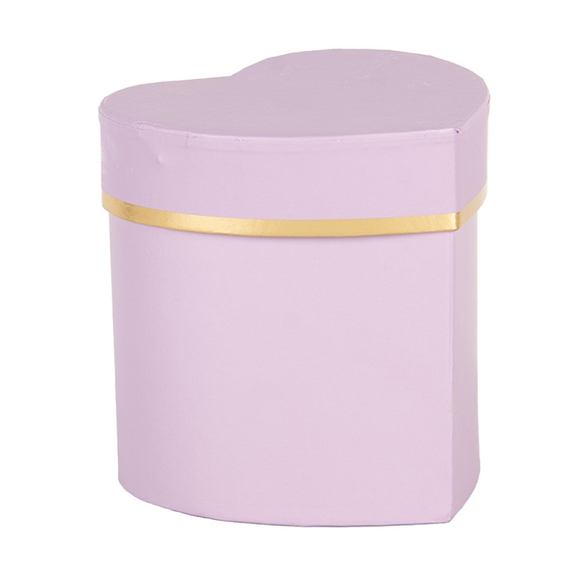 Clayre & Eef Boîte cadeau 10x10x10 cm Violet Carton En forme de coeur