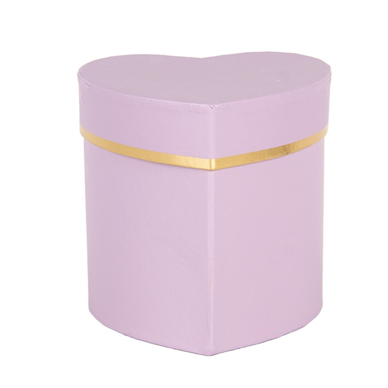 Clayre & Eef Boîte cadeau 10x10x10 cm Violet Carton En forme de coeur
