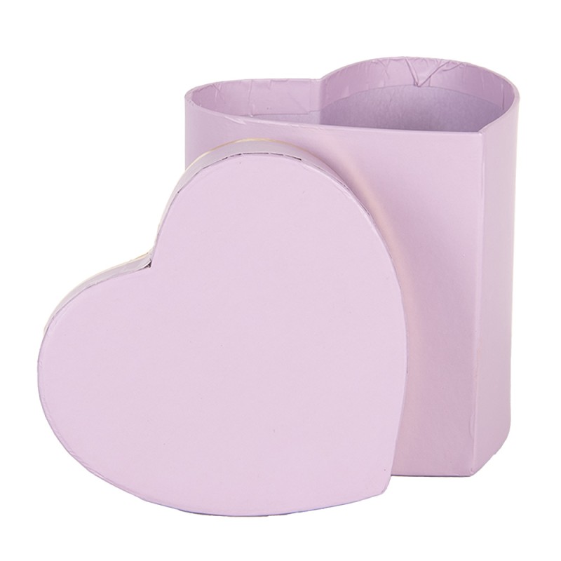 Clayre & Eef Boîte cadeau 10x10x10 cm Violet Carton En forme de coeur