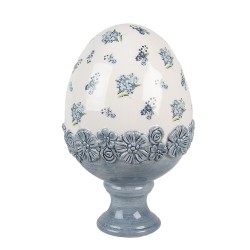 Clayre & Eef Decorative Figurine Egg Ø 12x19 cm White Blue Ceramic