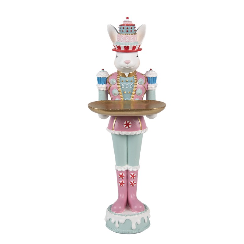 Clayre & Eef Statuetta decorativa Coniglio 25 cm Bianco Rosa  Plastica