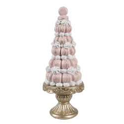 Clayre & Eef Decoratie Beeld Taart Ø 12x30 cm Roze Kunststof Macarons