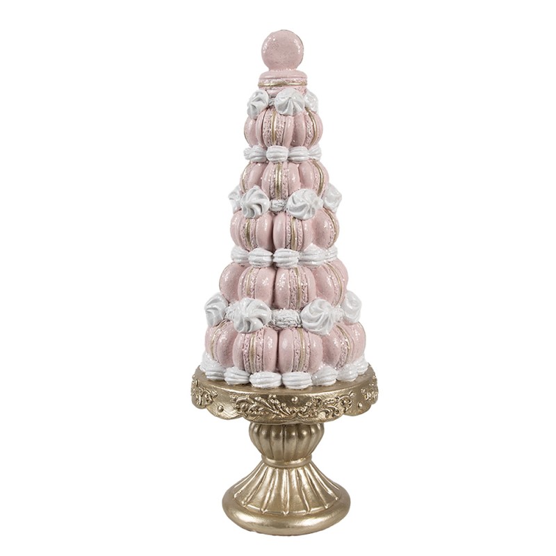Clayre & Eef Decoratie Beeld Taart Ø 12x30 cm Roze Kunststof Macarons