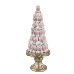 Clayre & Eef Decoratie Beeld Taart Ø 12x30 cm Roze Kunststof Macarons