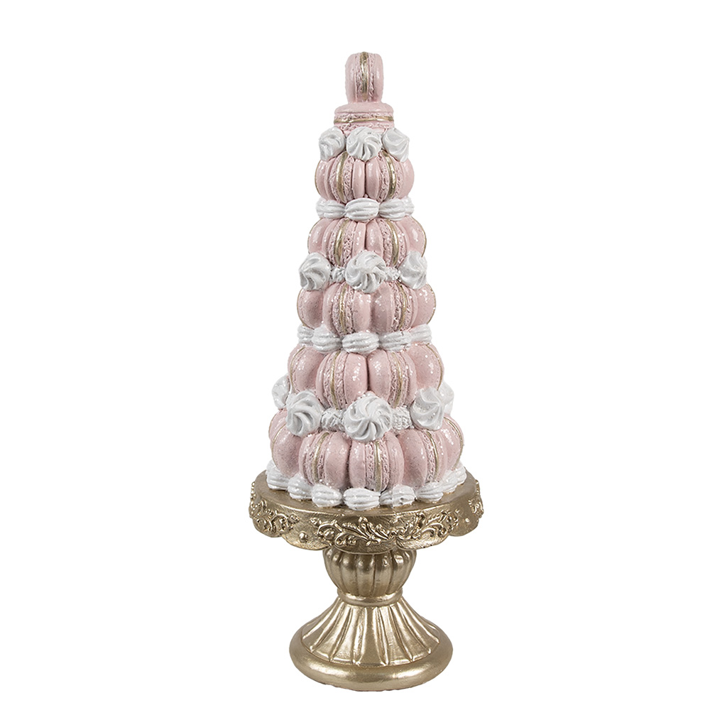 Decoratie Beeld Taart Ø 12X30 Cm Roze Kunststof Macarons-image