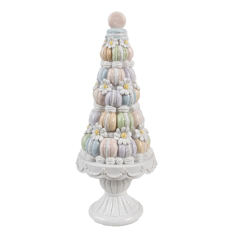 Clayre & Eef Statuetta decorativa Torta Ø 12x30 cm Bianco Rosa  Plastica Macarons