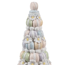 Clayre & Eef Decoratie Beeld Taart Ø 12x30 cm Wit Roze Kunststof Macarons