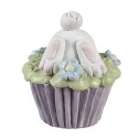 Clayre & Eef Decorative Figurine Rabbit Ø 11x12 cm White Purple Plastic