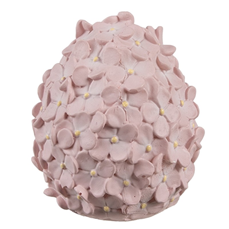 Clayre & Eef Statuetta decorativa Uovo Ø 6x7 cm Rosa Plastica Fiori