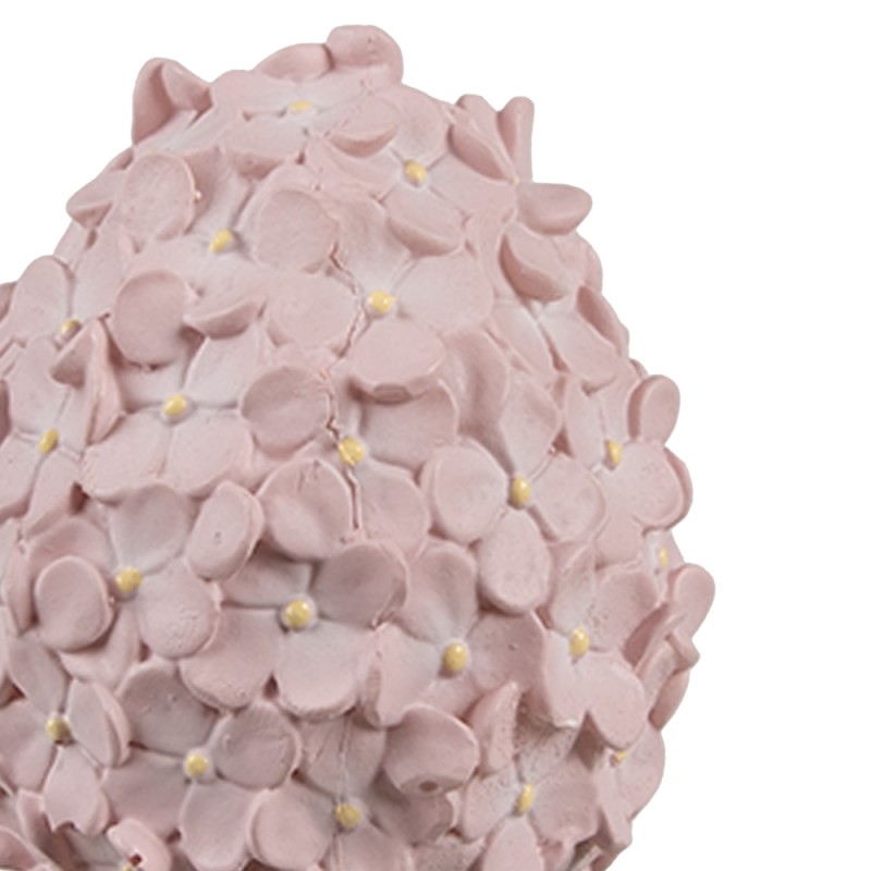 Clayre & Eef Statuetta decorativa Uovo Ø 6x7 cm Rosa Plastica Fiori
