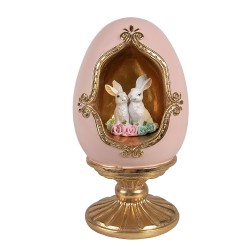 Clayre & Eef Decoratie Beeld Ei 13x12x22 cm Roze Kunstleer Metaal
