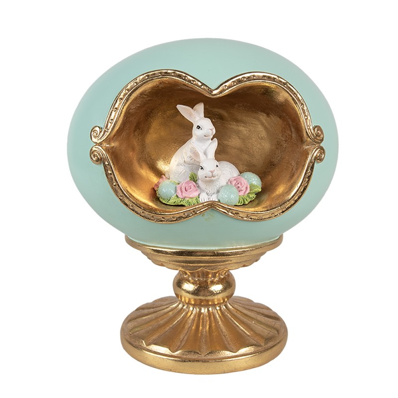 Clayre & Eef Statuetta decorativa Uovo 17x13x19 cm Blu Plastica