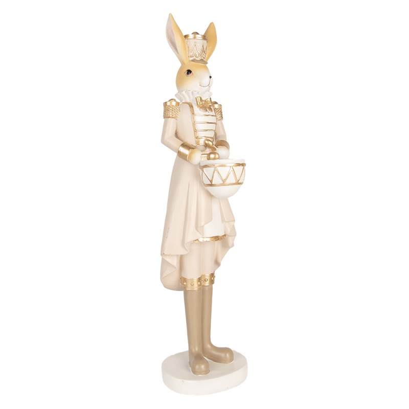 Clayre & Eef Decoratie Beeld Konijn 47 cm Beige Goudkleurig Kunststof