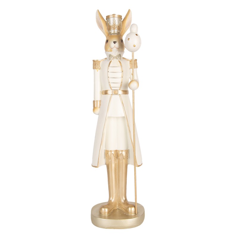 Clayre & Eef Figurine décorative Lapin 47 cm Beige Couleur or Plastique