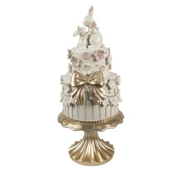 Clayre & Eef Statuetta decorativa Torta Ø 20x45 cm Bianco Rosa Plastica
