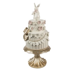 Clayre & Eef Statuetta decorativa Torta Ø 20x45 cm Bianco Rosa Plastica