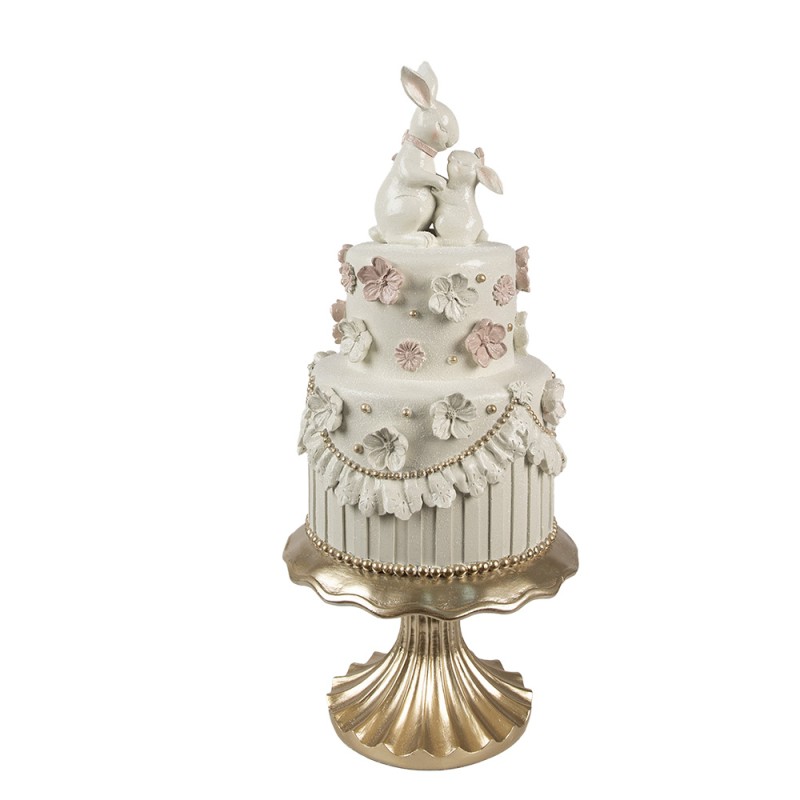 Clayre & Eef Dekorationsfigur Kuchen Ø 20x45 cm Weiß Rosa Kunststoff