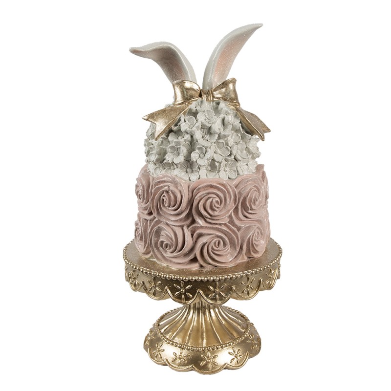 Clayre & Eef Decorative Figurine Cake Ø 17x35 cm White Pink Plastic