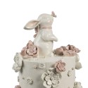 Clayre & Eef Decoratie Beeld Taart Ø 18x32 cm Wit Roze Kunststof