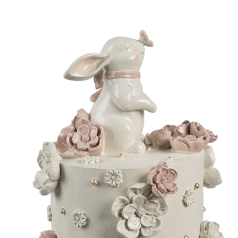 Clayre & Eef Decoratie Beeld Taart Ø 18x32 cm Wit Roze Kunststof