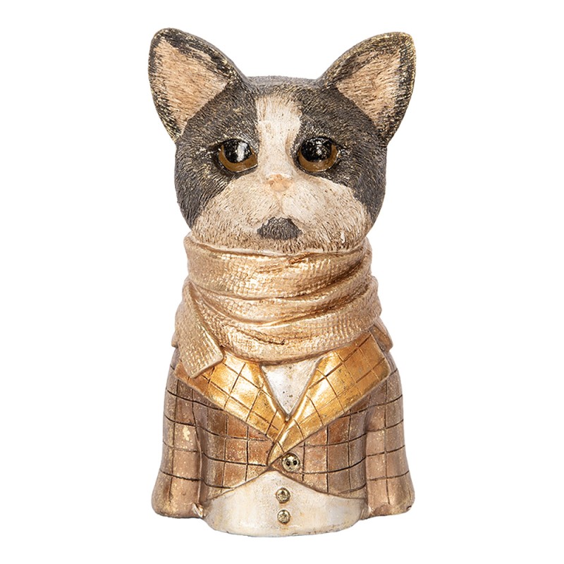 Clayre & Eef Dekorationsfigur Katze 14x12x23 cm Braun Kunststoff