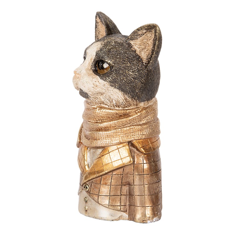 Clayre & Eef Dekorationsfigur Katze 14x12x23 cm Braun Kunststoff