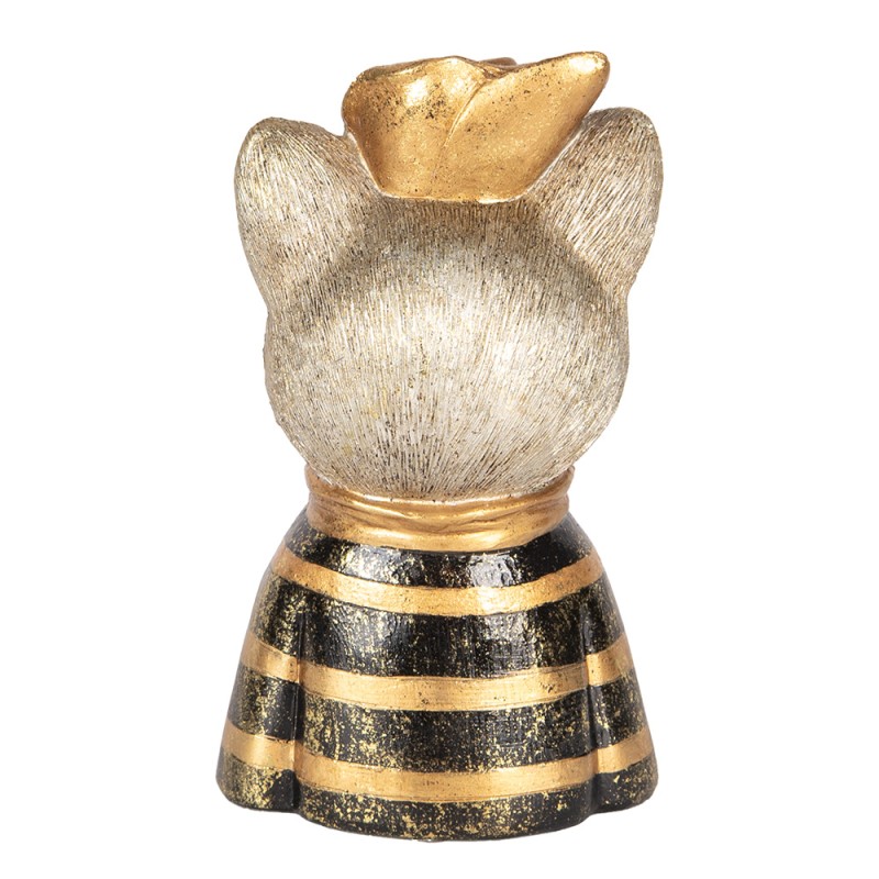 Clayre & Eef Decorative Figurine Cat 11x9x18 cm Gold colored Brown Plastic