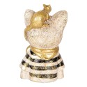 Clayre & Eef Decoratie Beeld Kat 11x9x18 cm Wit Zwart Kunststof