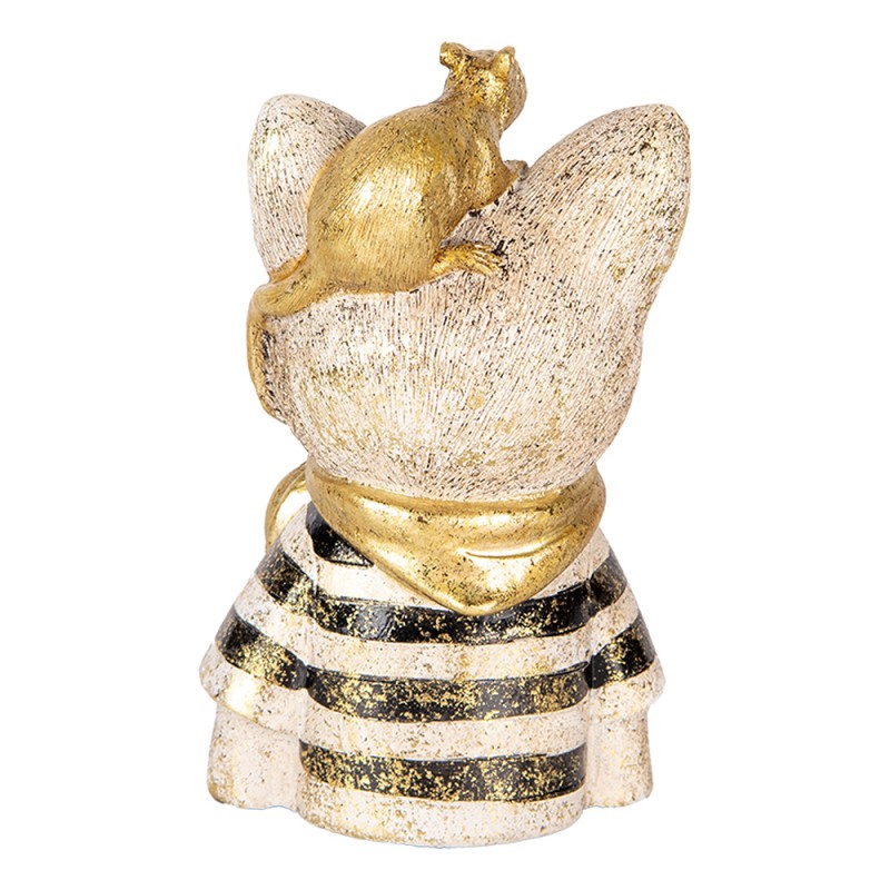 Clayre & Eef Decoratie Beeld Kat 11x9x18 cm Wit Zwart Kunststof