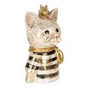 Clayre & Eef Decoratie Beeld Kat 11x9x18 cm Wit Zwart Kunststof