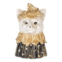 Clayre & Eef Figurine décorative Chat 12x10x18 cm Blanc Noir Plastique