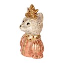 Clayre & Eef Figurine décorative Chat 12x9x18 cm Blanc Rose Plastique
