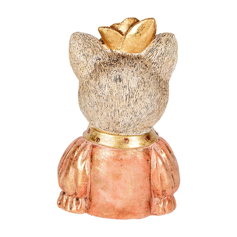 Clayre & Eef Figurine décorative Chat 12x9x18 cm Blanc Rose Plastique