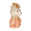 Clayre & Eef Figurine décorative Chat 12x9x18 cm Blanc Rose Plastique
