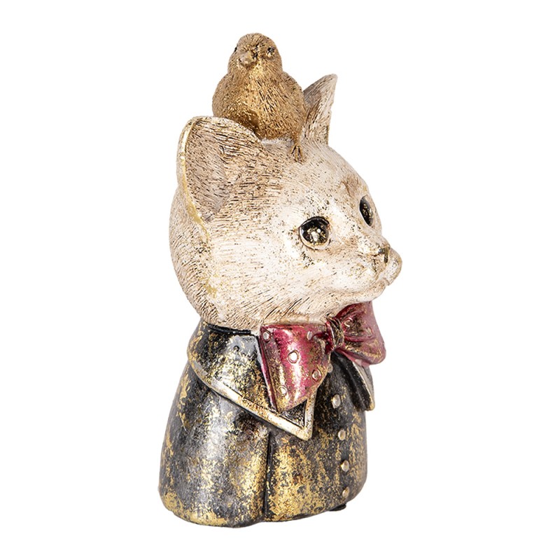 Clayre & Eef Figurine décorative Chat 11x9x18 cm Blanc Noir Plastique
