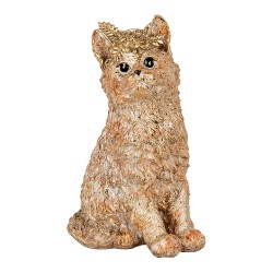 Clayre & Eef Dekorationsfigur Katze 16x14x25 cm Beige Kunststoff