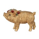 Clayre & Eef Dekorationsfigur Schwein 20x7x13 cm Goldfarbig Kunststoff