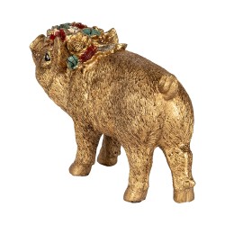 Clayre & Eef Statuetta decorativa Maiale 20x7x13 cm Color oro Plastica